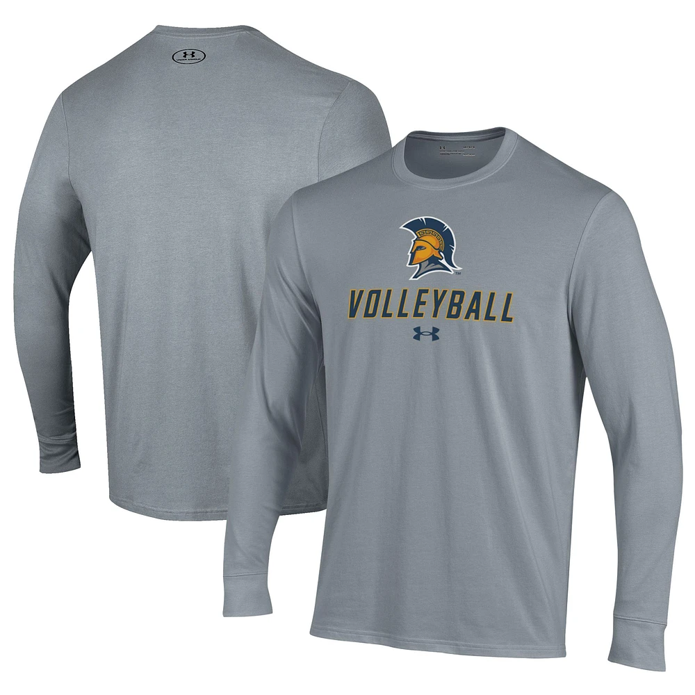 Men's Under Armour Gray UNCG Spartans Volleyball Performance Long Sleeve T-Shirt