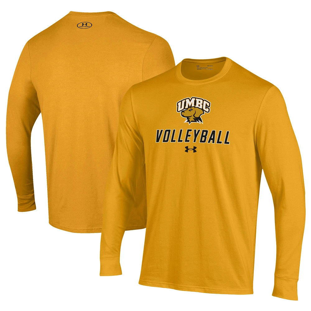 Men's Under Armour Gold University of Maryland Baltimore Volleyball Performance Long Sleeve T-Shirt