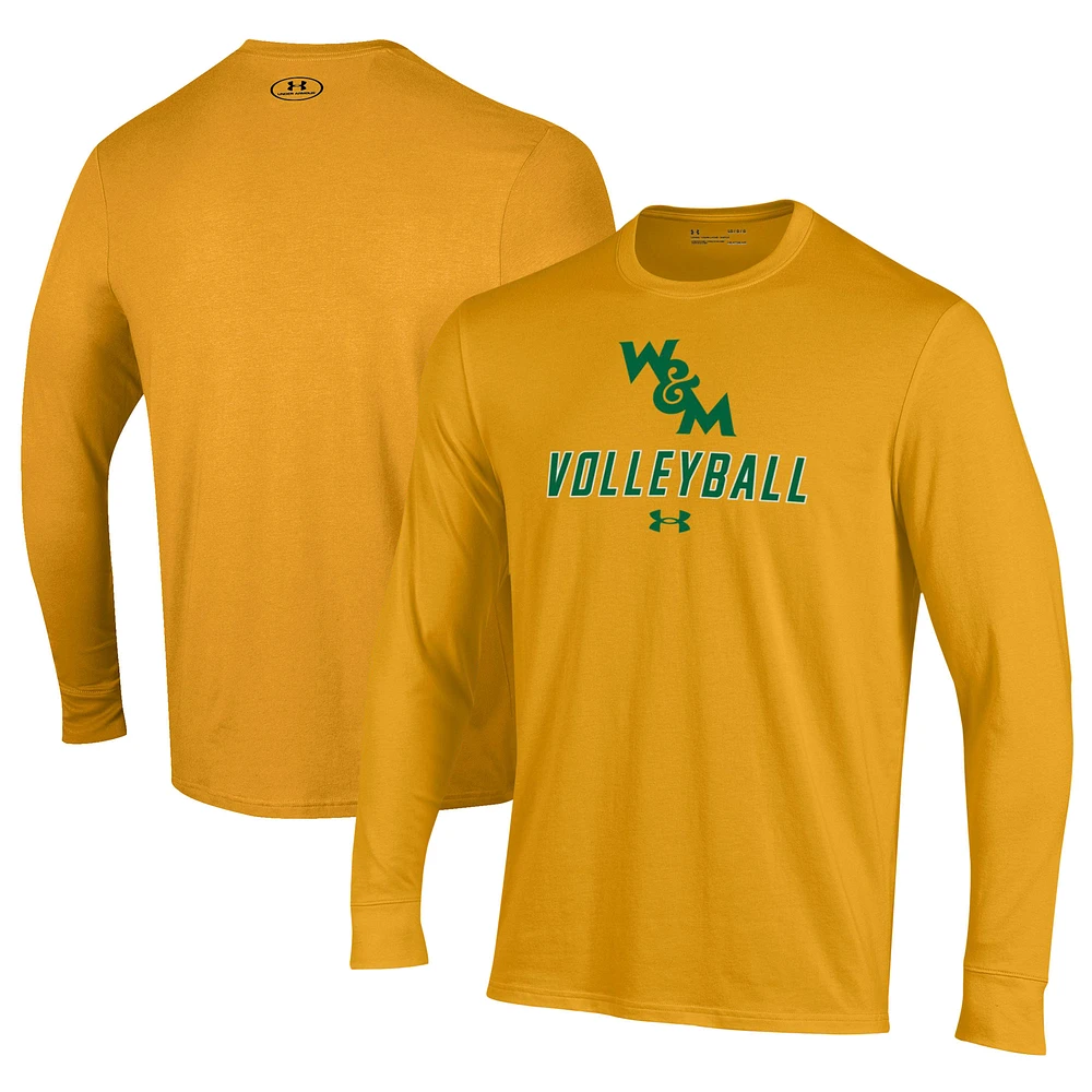 Men's Under Armour Gold William & Mary Tribe Volleyball Performance Long Sleeve T-Shirt