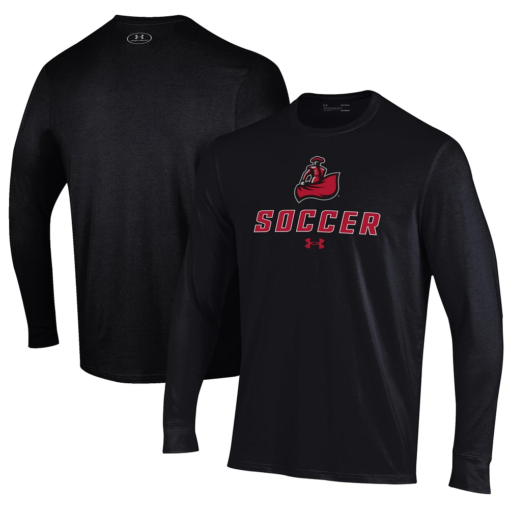 Men's Under Armour Black Cal State Northridge Matadors Soccer Performance Long Sleeve T-Shirt