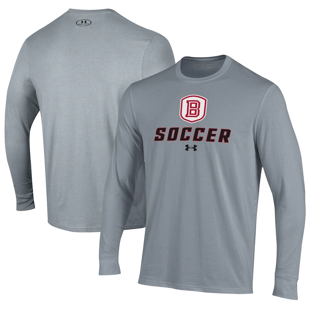 Men's Under Armour Gray Bradley Braves Soccer Performance Long Sleeve T-Shirt
