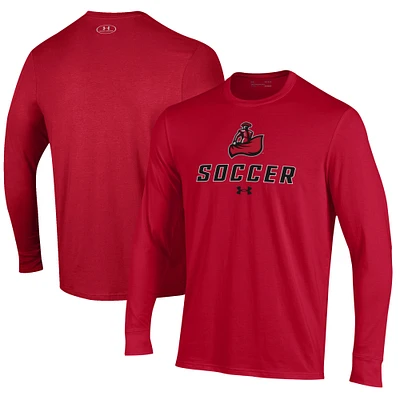 Men's Under Armour Red Cal State Northridge Matadors Soccer Performance Long Sleeve T-Shirt