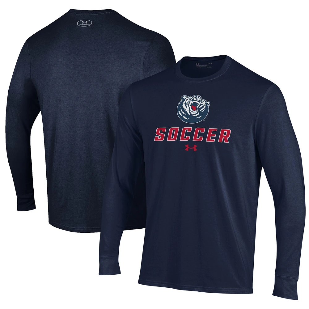 Men's Under Armour Navy Belmont Bruins Soccer Performance Long Sleeve T-Shirt