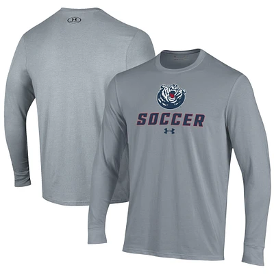 Men's Under Armour Gray Belmont Bruins Soccer Performance Long Sleeve T-Shirt