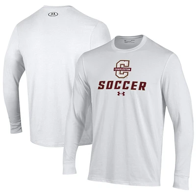 Men's Under Armour White Charleston Cougars Soccer Performance Long Sleeve T-Shirt