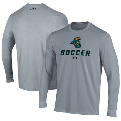 Men's Under Armour Gray Coastal Carolina Chanticleers Soccer Performance Long Sleeve T-Shirt