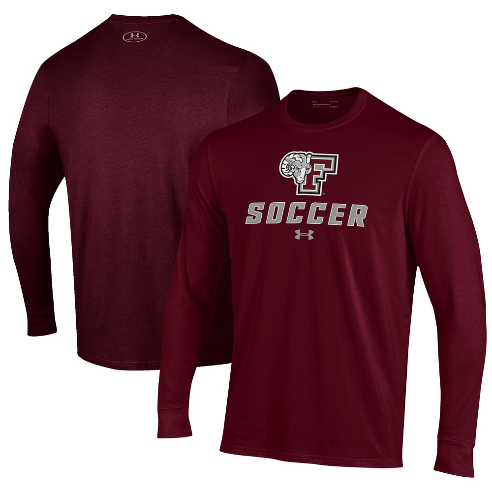 Men's Under Armour Maroon Fordham Rams Soccer Performance Long Sleeve T-Shirt