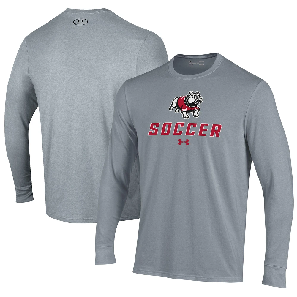 Men's Under Armour Gray Gardner-Webb Bulldogs Soccer Performance Long Sleeve T-Shirt