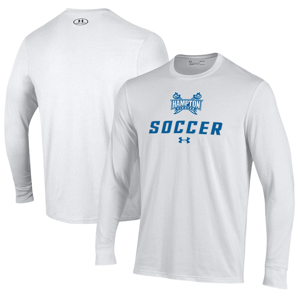 Men's Under Armour White Hampton Pirates Soccer Performance Long Sleeve T-Shirt