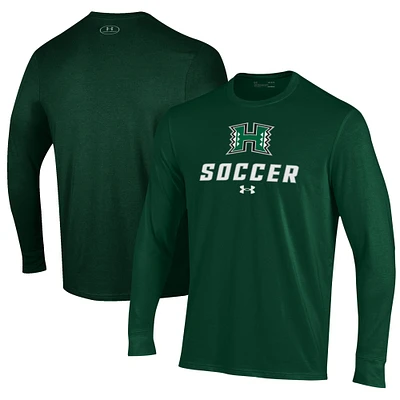 Men's Under Armour Green Hawaii Rainbow Warriors Soccer Performance Long Sleeve T-Shirt