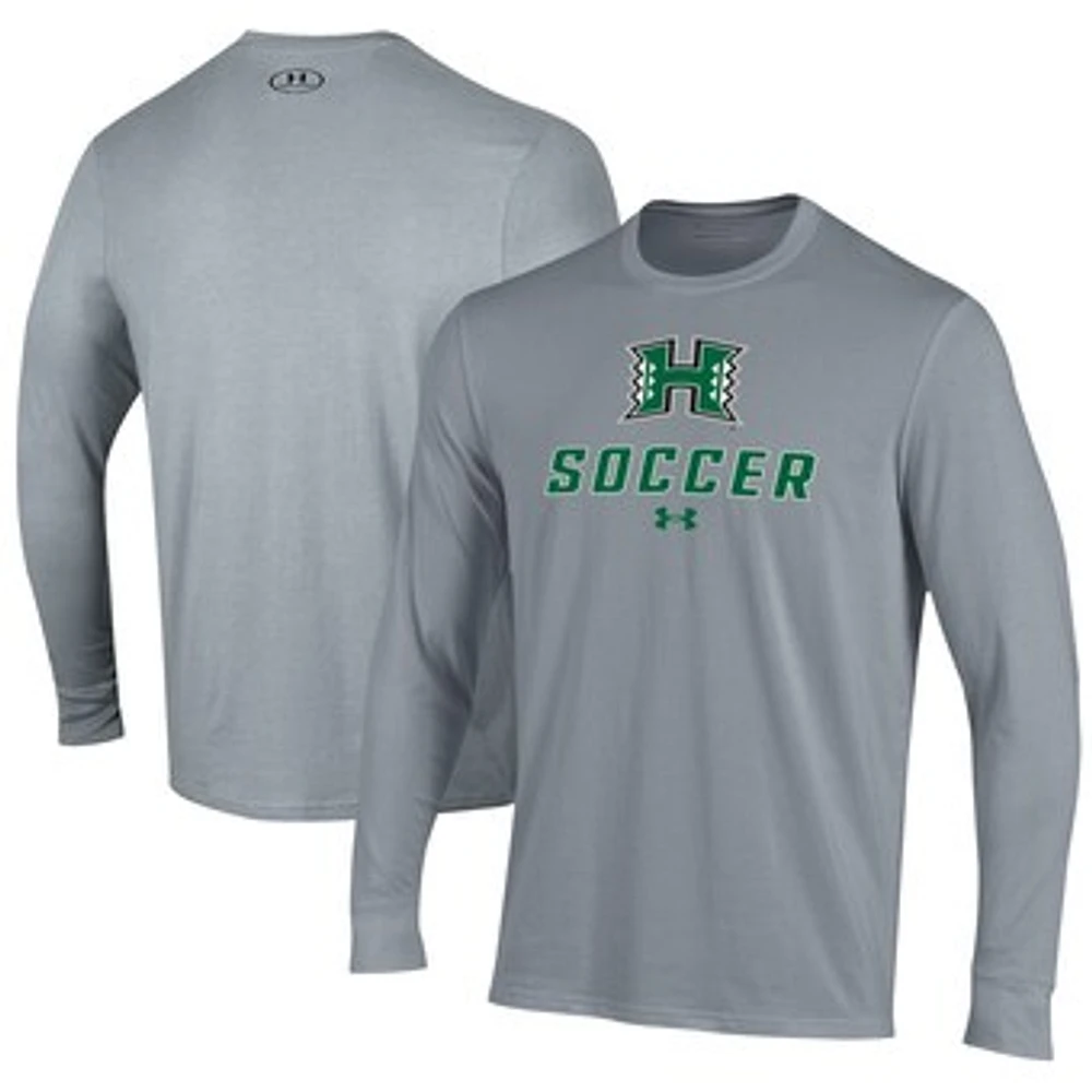 Men's Under Armour Gray Hawaii Rainbow Warriors Soccer Performance Long Sleeve T-Shirt