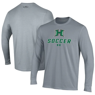 Men's Under Armour Gray Hawaii Rainbow Warriors Soccer Performance Long Sleeve T-Shirt