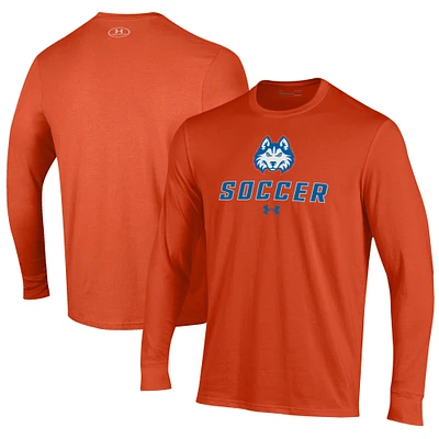 Men's Under Armour Orange Houston Christian Huskies Soccer Performance Long Sleeve T-Shirt