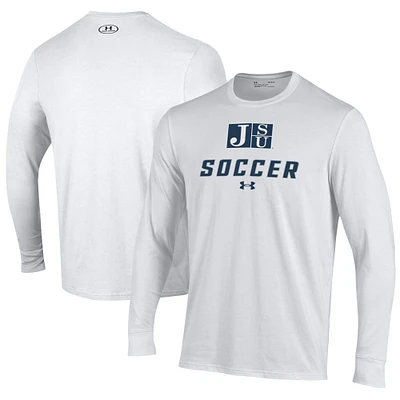 Men's Under Armour White Jackson State Tigers Soccer Performance Long Sleeve T-Shirt