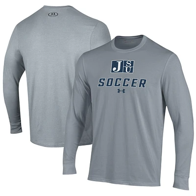 Men's Under Armour Gray Jackson State Tigers Soccer Performance Long Sleeve T-Shirt