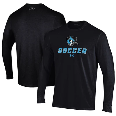 Men's Under Armour Black Johns Hopkins Blue Jays Soccer Performance Long Sleeve T-Shirt