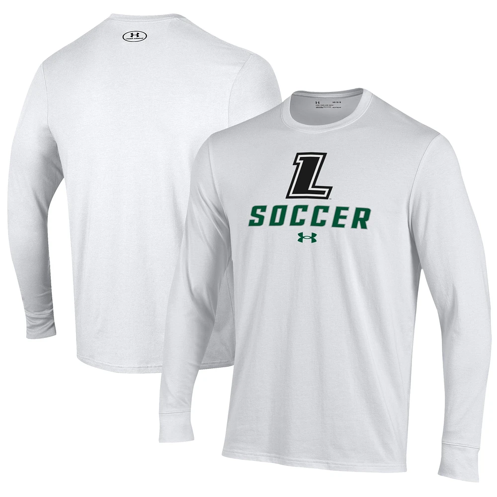 Men's Under Armour White Loyola Greyhounds Soccer Performance Long Sleeve T-Shirt