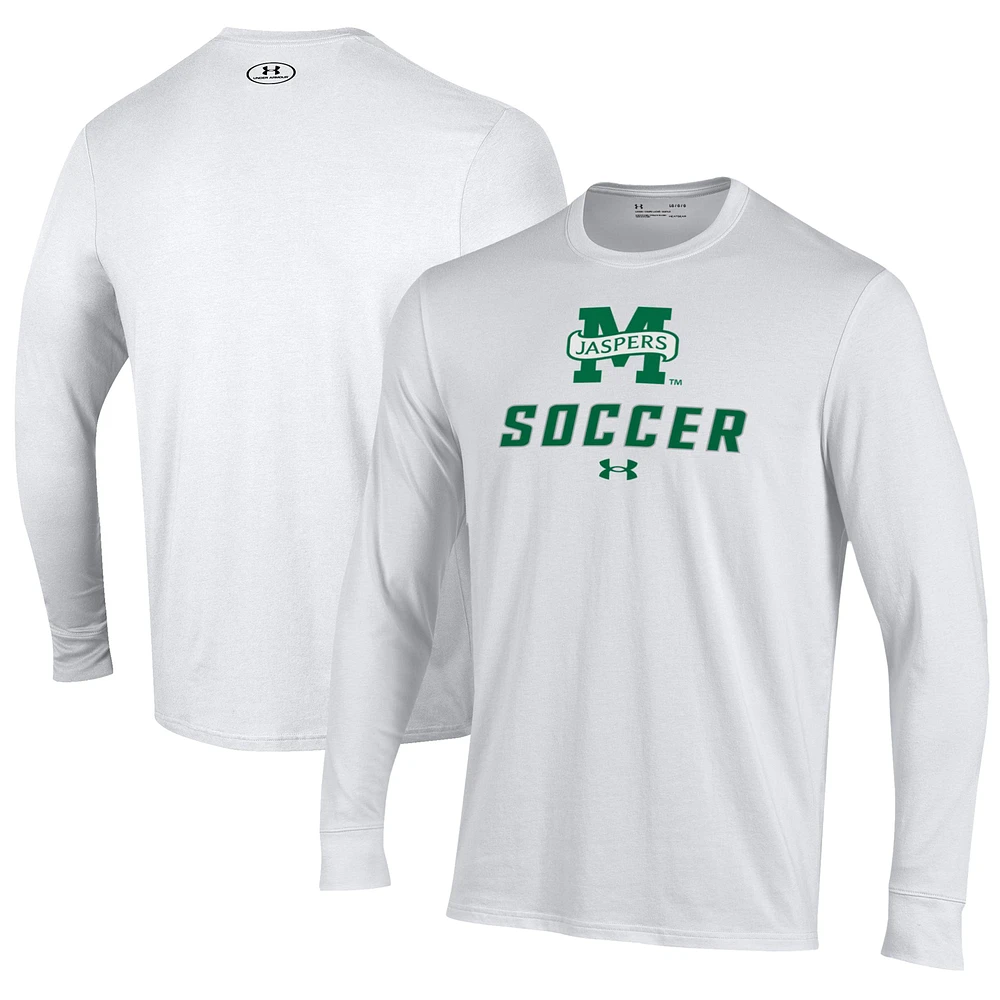 Men's Under Armour White Manhattan Jaspers Soccer Performance Long Sleeve T-Shirt