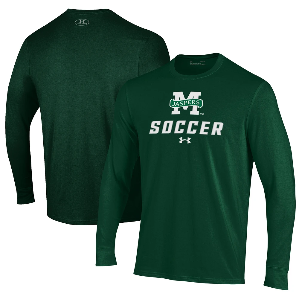 Men's Under Armour Green Manhattan Jaspers Soccer Performance Long Sleeve T-Shirt