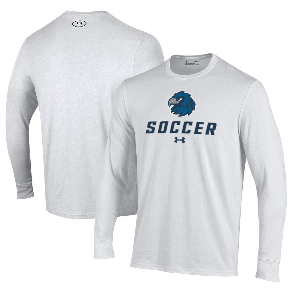 Men's Under Armour White Monmouth Hawks Soccer Performance Long Sleeve T-Shirt