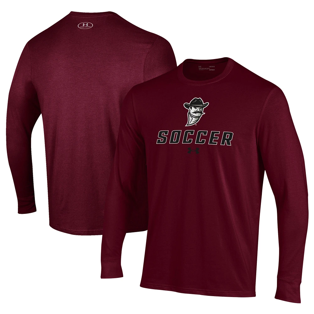 Men's Under Armour Crimson New Mexico State Aggies Soccer Performance Long Sleeve T-Shirt