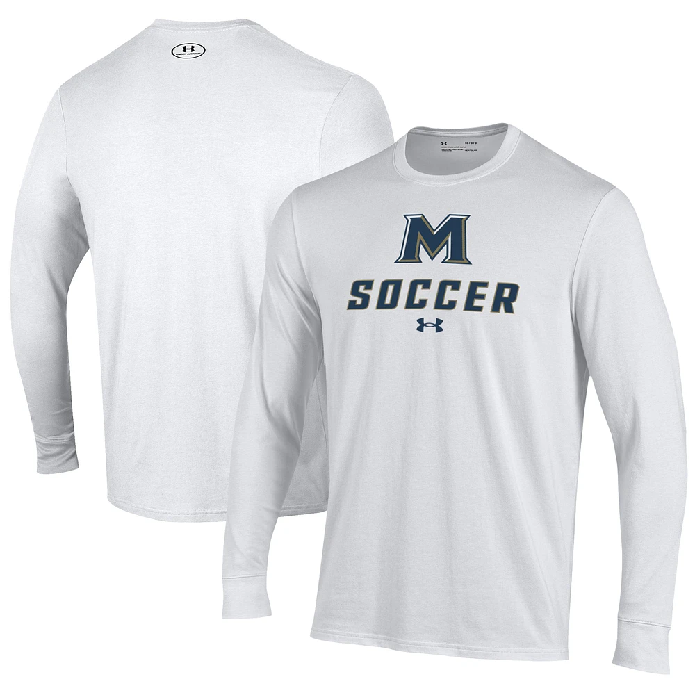 Men's Under Armour White Mount St. Mary's Mountaineers Soccer Performance Long Sleeve T-Shirt