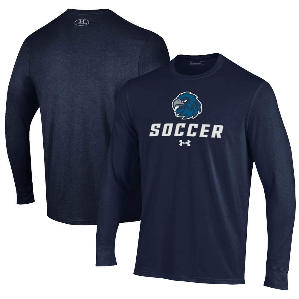 Men's Under Armour Navy Monmouth Hawks Soccer Performance Long Sleeve T-Shirt