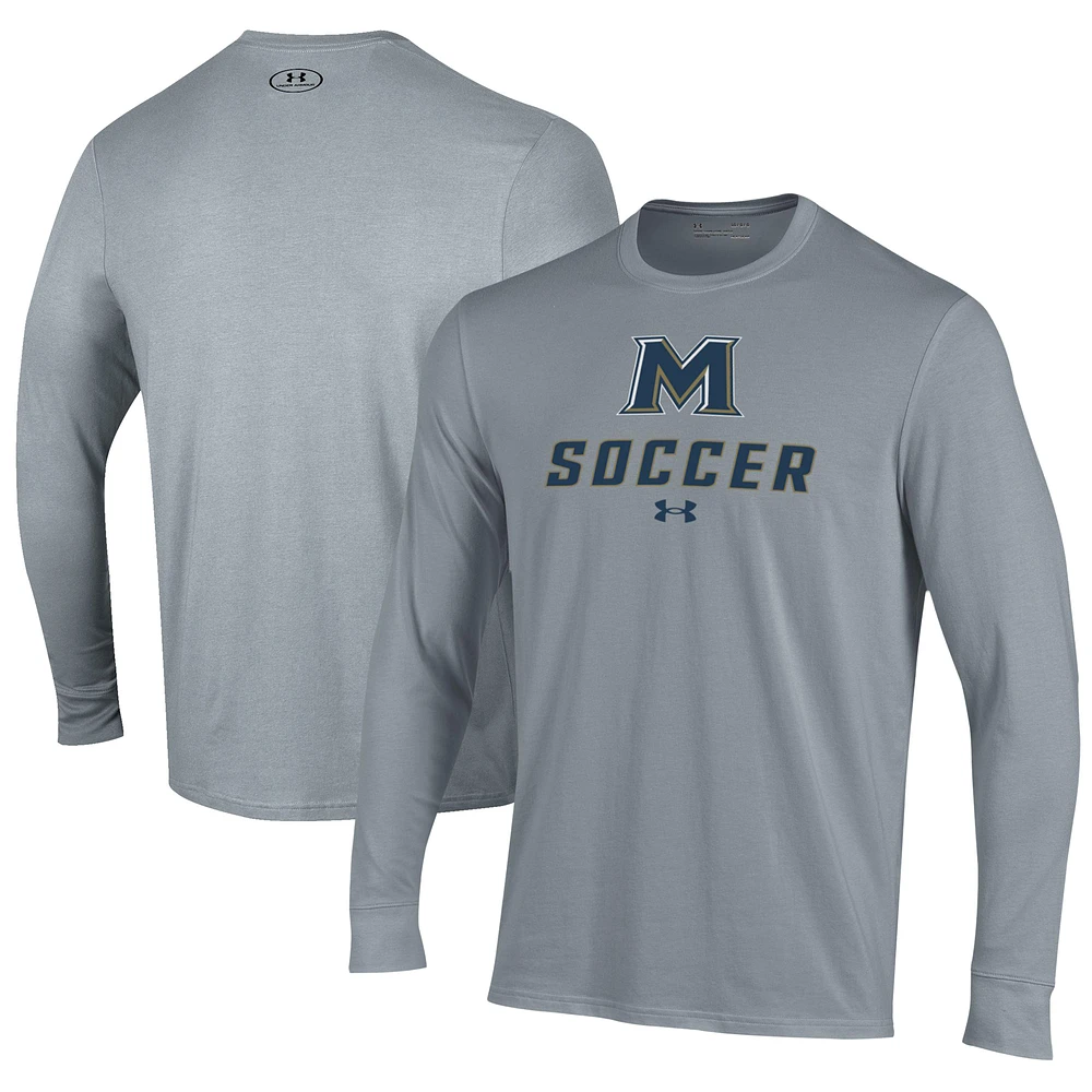 Men's Under Armour Gray Mount St. Mary's Mountaineers Soccer Performance Long Sleeve T-Shirt
