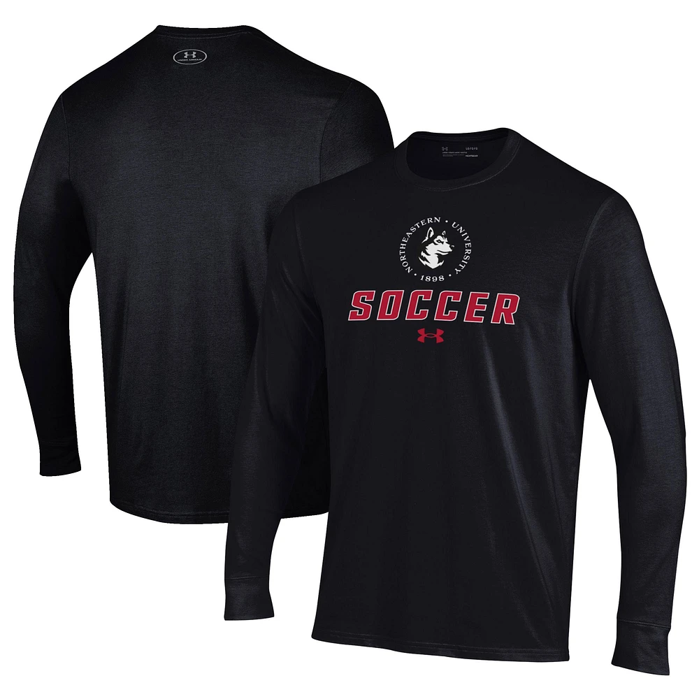 Men's Under Armour Northeastern Huskies Soccer Performance Long Sleeve T-Shirt