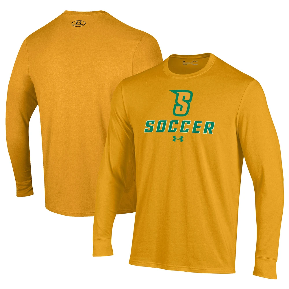 Men's Under Armour Gold Siena Saints Soccer Performance Long Sleeve T-Shirt