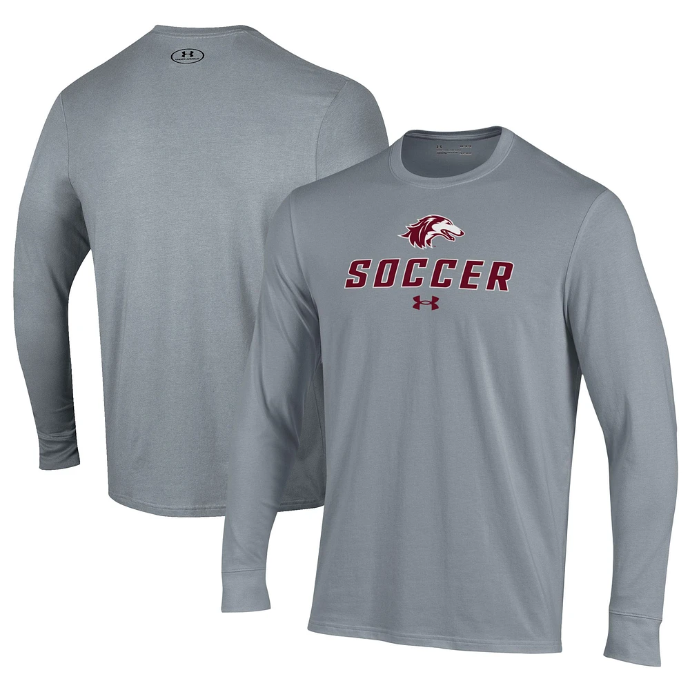 Men's Under Armour Gray Southern Illinois Salukis Soccer Performance Long Sleeve T-Shirt