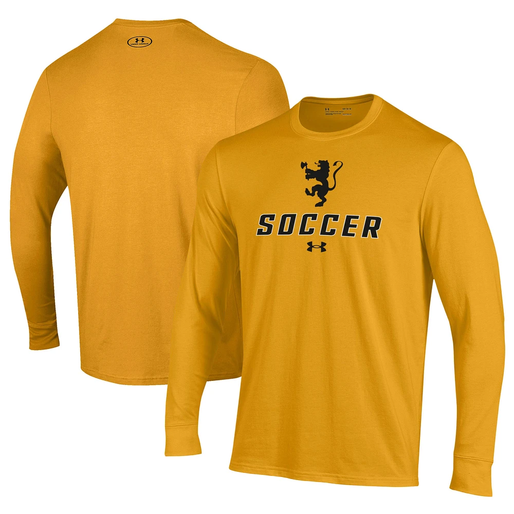 Men's Under Armour Gold St. Olaf Oles Soccer Performance Long Sleeve T-Shirt
