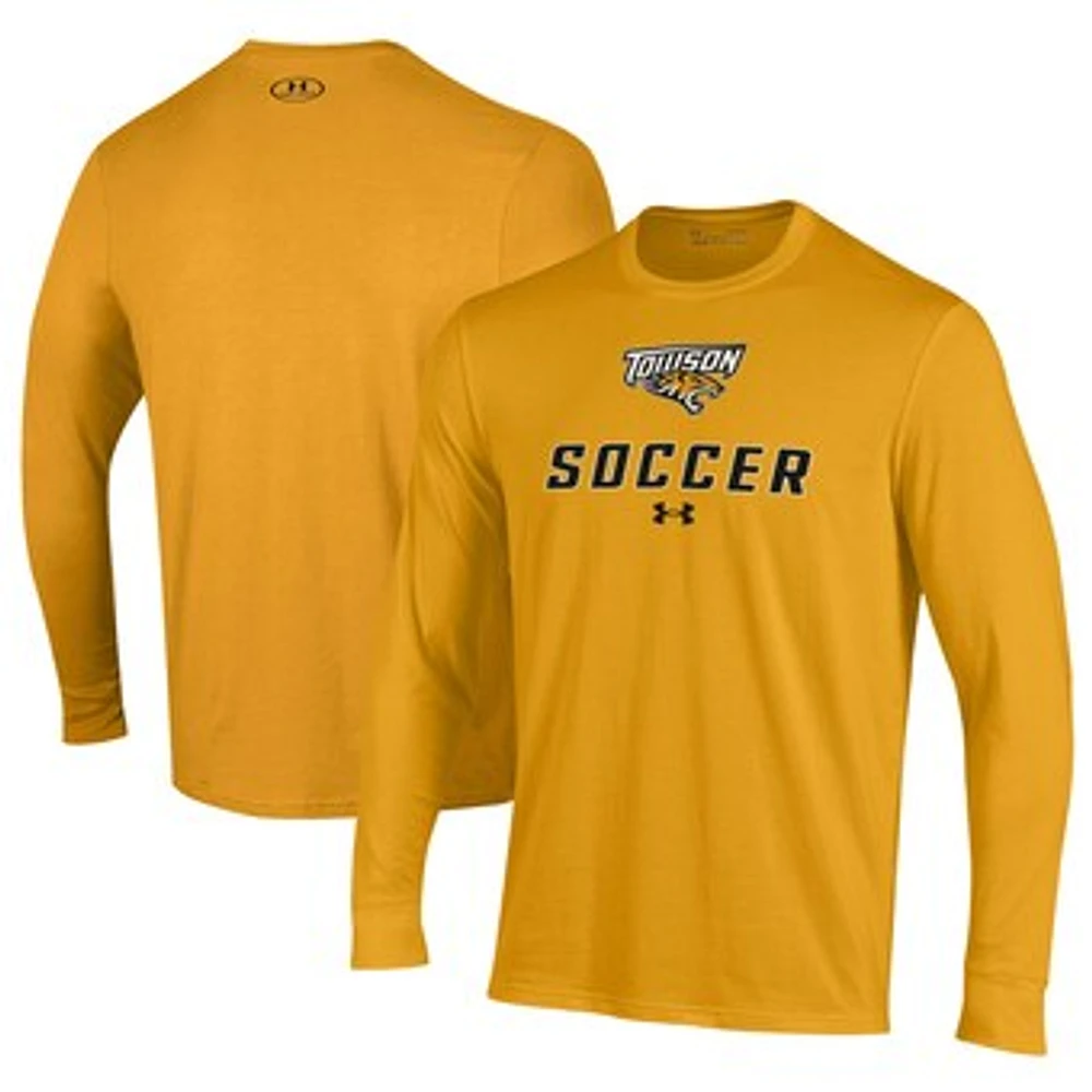 Men's Under Armour Gold Towson Tigers Soccer Performance Long Sleeve T-Shirt