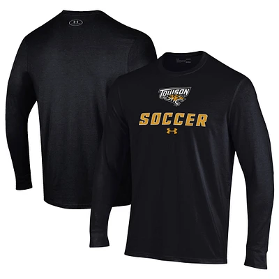 Men's Under Armour Black Towson Tigers Soccer Performance Long Sleeve T-Shirt
