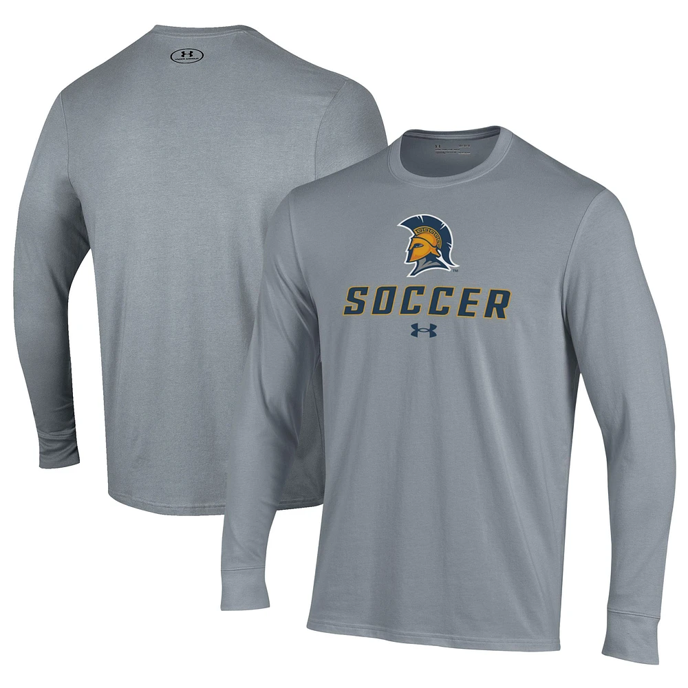 Men's Under Armour Gray UNCG Spartans Soccer Performance Long Sleeve T-Shirt