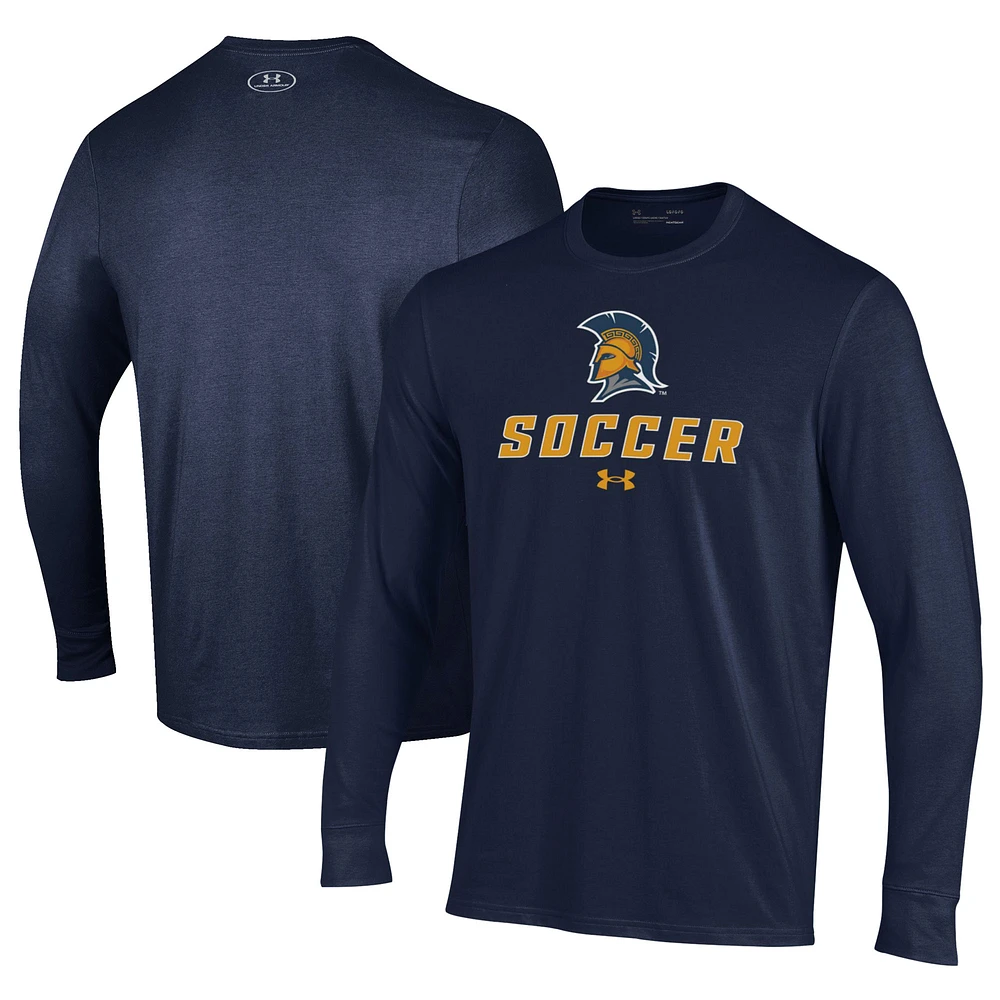 Men's Under Armour Navy UNCG Spartans Soccer Performance Long Sleeve T-Shirt