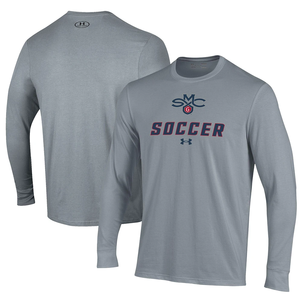 Men's Under Armour Gray Saint Mary's Gaels Soccer Performance Long Sleeve T-Shirt