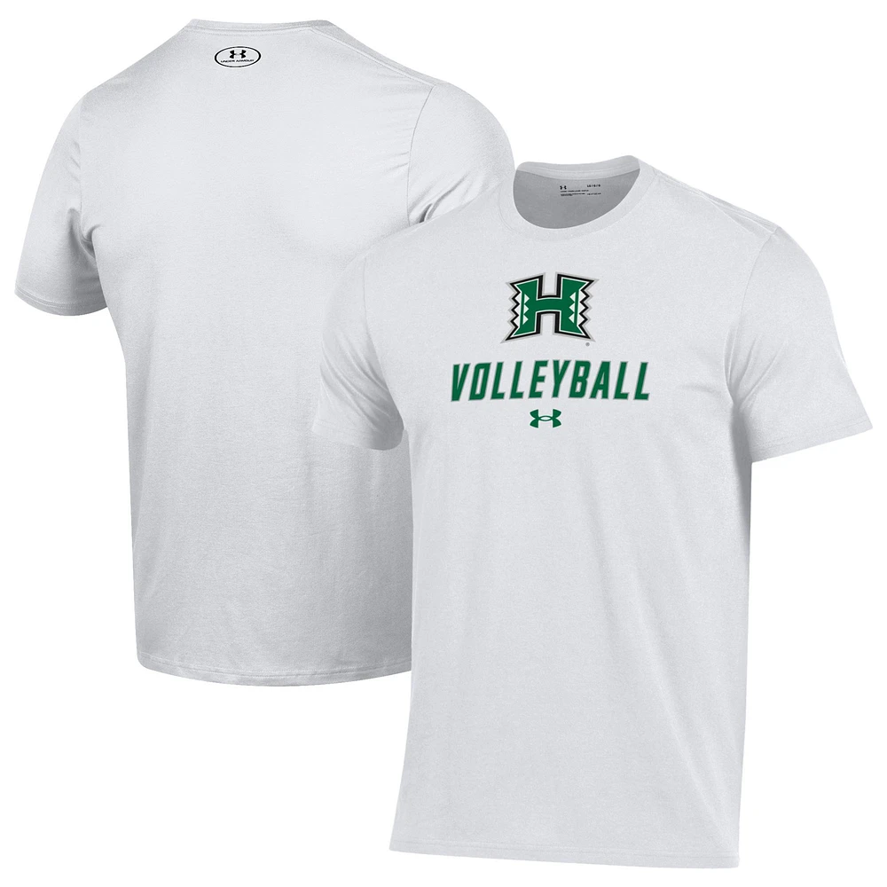 Men's Under Armour White Hawaii Rainbow Warriors Volleyball Performance T-Shirt