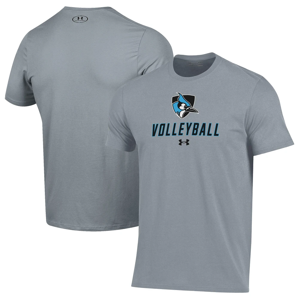 Men's Under Armour Gray Johns Hopkins Blue Jays Volleyball Performance T-Shirt