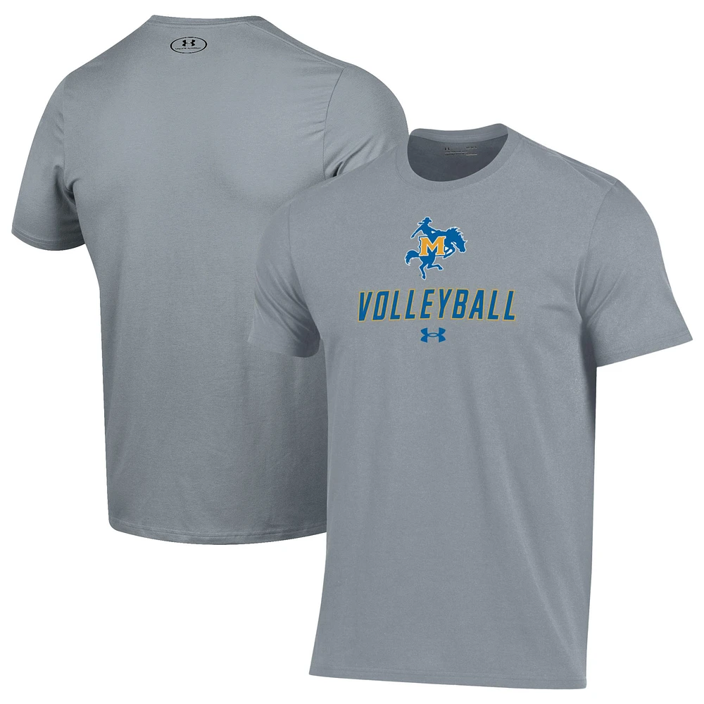 Men's Under Armour Gray McNeese State Cowboys Volleyball Performance T-Shirt
