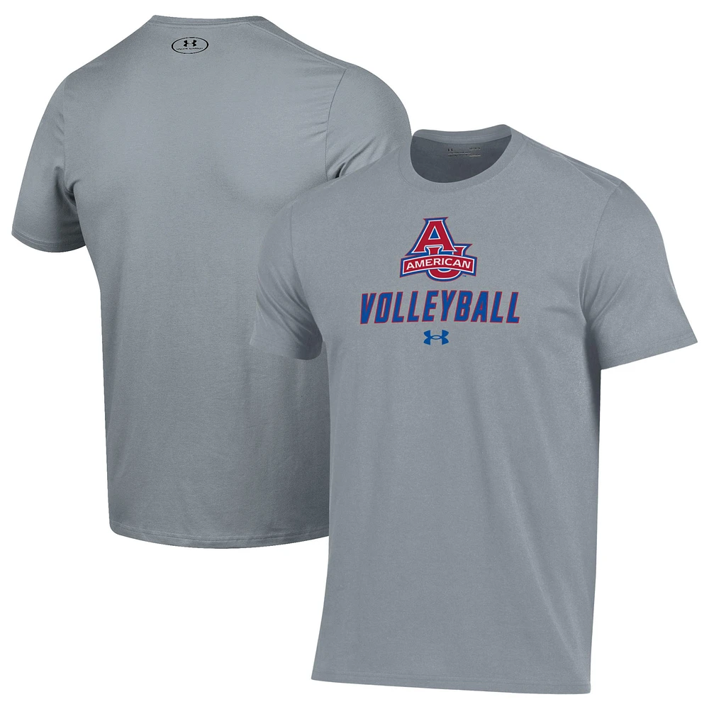 Men's Under Armour Gray American University Eagles Volleyball Performance T-Shirt