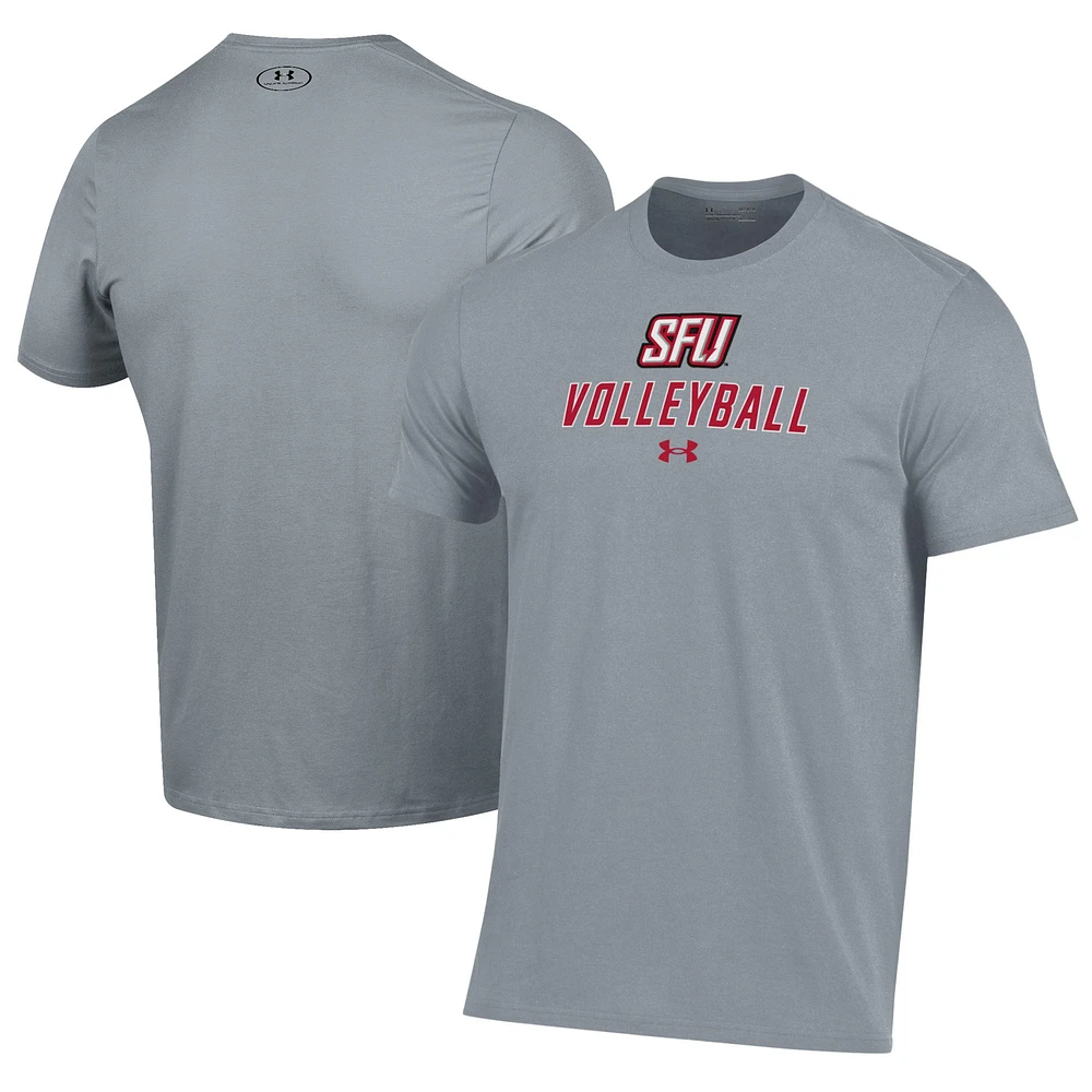 Men's Under Armour Gray Saint Francis Red Flash Volleyball Performance T-Shirt