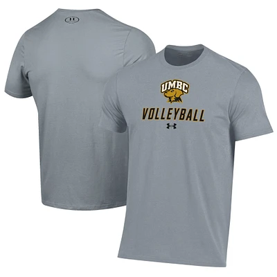 Men's Under Armour Gray University of Maryland Baltimore Volleyball Performance T-Shirt