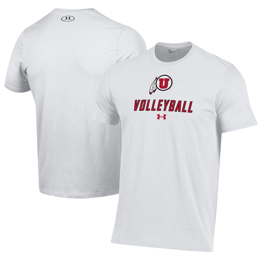 Men's Under Armour White Utah Utes Volleyball Performance T-Shirt