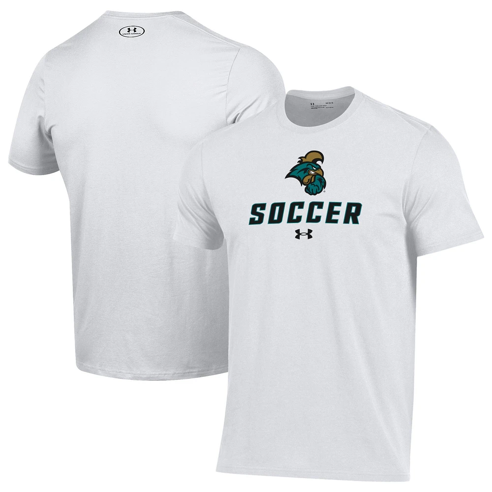 Men's Under Armour White Coastal Carolina Chanticleers Soccer Performance T-Shirt