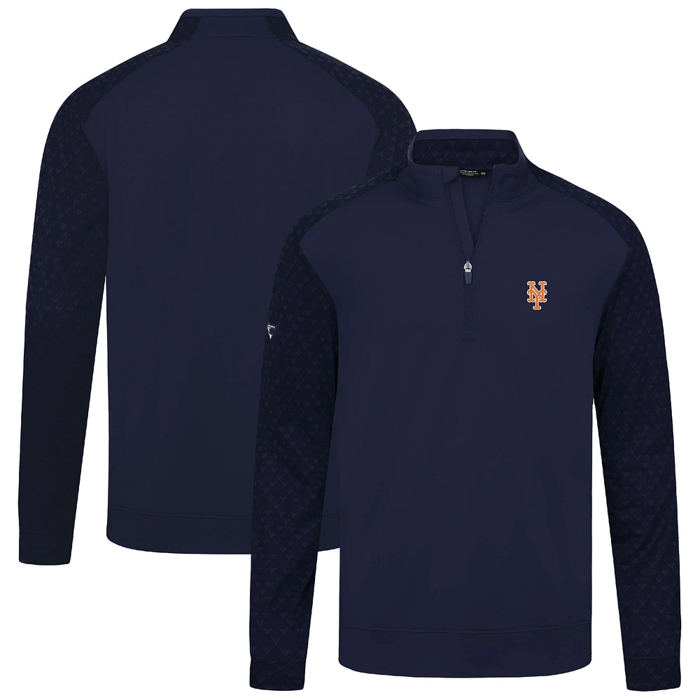 Men's Levelwear Navy New York Mets Aztec Insignia 2.0 Quarter-Zip Pullover Top