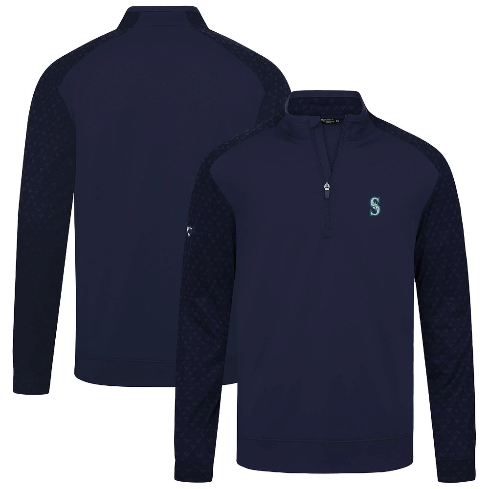 Men's Levelwear Navy Seattle Mariners Aztec Insignia 2.0 Quarter-Zip Pullover Top