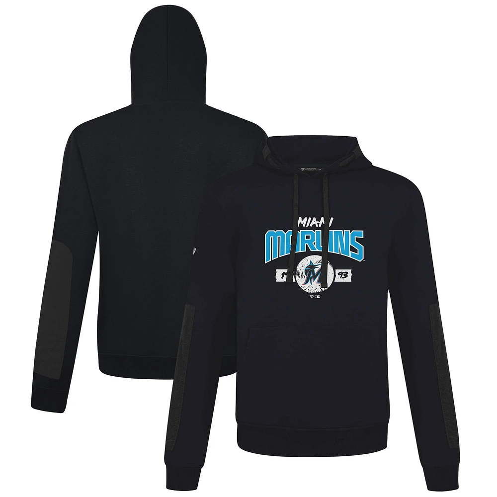 Men's Levelwear Black Miami Marlins Bombay Pullover Hoodie