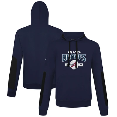 Men's Levelwear Navy Atlanta Braves Bombay Pullover Hoodie