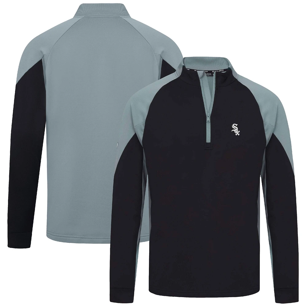 Men's Levelwear Black Chicago White Sox Cadet Insignia 2.0 Raglan Quarter-Zip Jacket